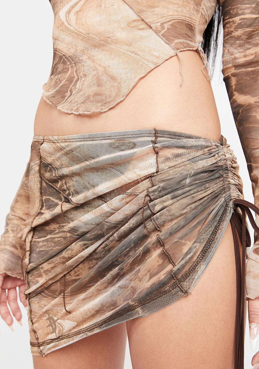 Atmosphere Rockslide Print Mesh Skirt