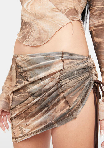 Atmosphere Rockslide Print Mesh Skirt