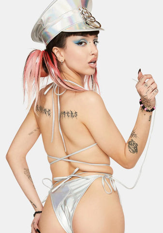 Rave Babe Holographic Bikini Set