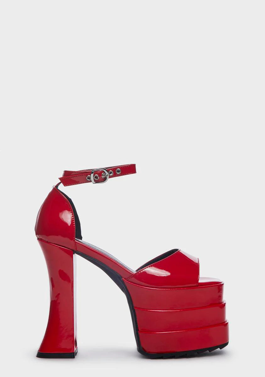 Red Strike Again Chunky Platform Sandals