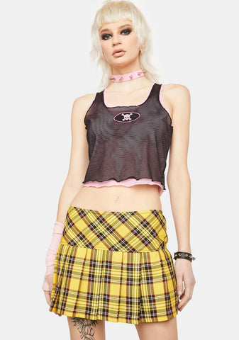 Pleated Yellow Plaid Skirt