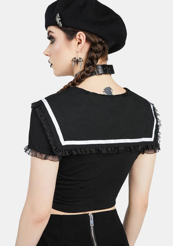 Too Clingy Collared Crop Top
