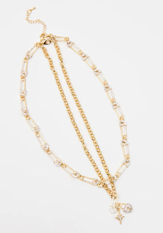 Safe Side Rhinestone Necklace