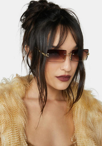 Mocha Model Behavior Rectangle Sunglasses
