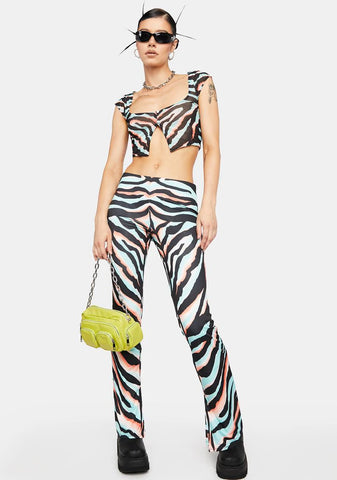Teal Zebra Irena Flare Pants
