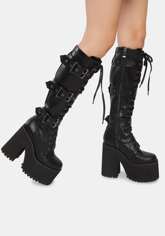 Wicked Guardian Platform Buckle Boots