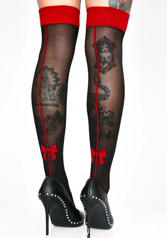 Baddest Santa Contrast Thigh Highs