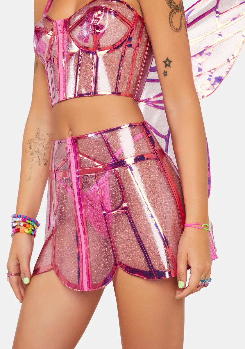 Fairy Butterfly Supreme Holographic Mini Skirt