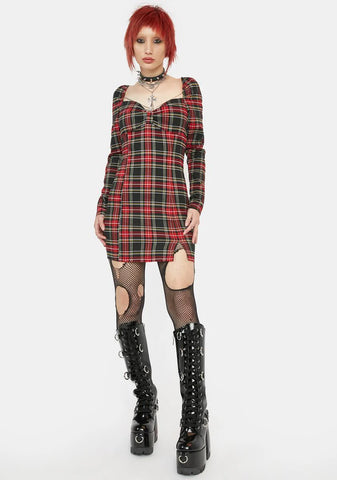 Square Neck Wrap Bodycon Dress