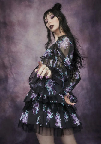 Thorns And Thistles Chiffon Floral Peasant Blouse