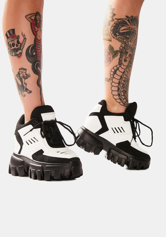 White Psycho Candy Platform Sneakers