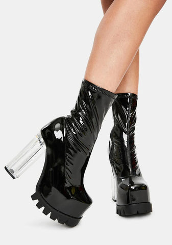 Patent Platform Sock Boots