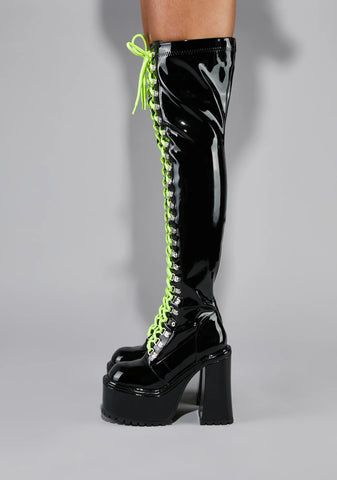 Electric Veins Thigh High Boots