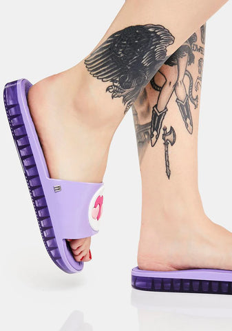 Purple Care Bears Beach Slide Sandals