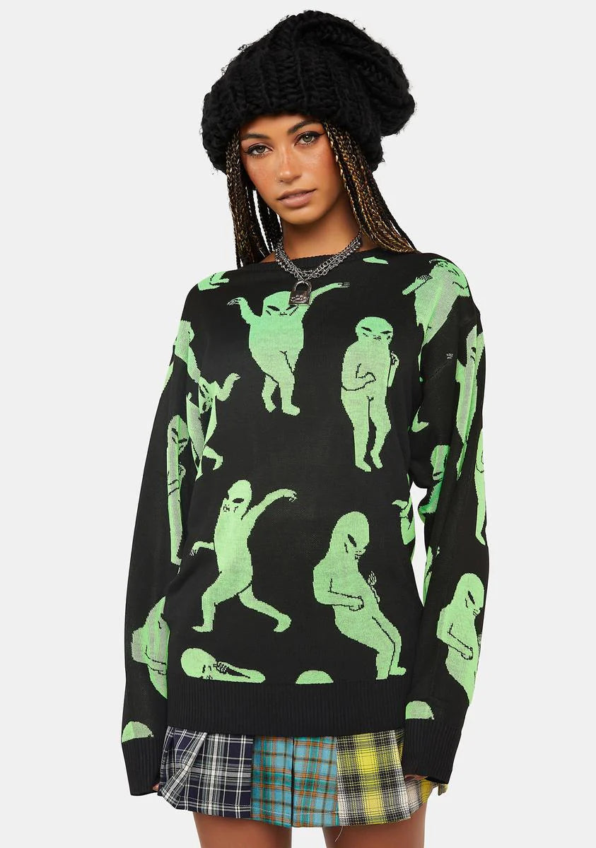 Alien Dance Party Knit Sweater