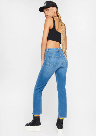 Straight Leg Distressed Jeans