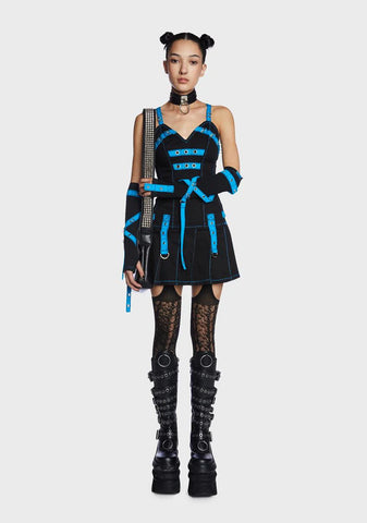 Black/Blue Multi Eyelet Arm Warmers