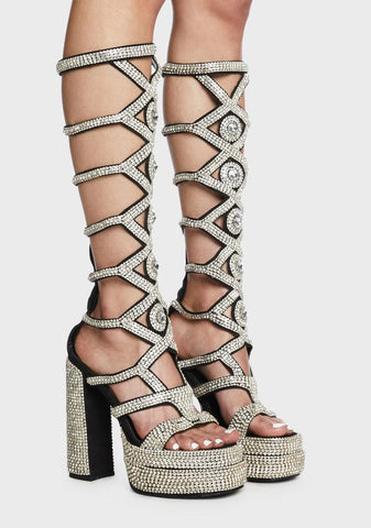 Bachelor Rhinestone Gladiator Heels