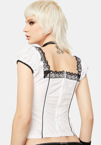 Cap Sleeve Skull Embroidery Corset