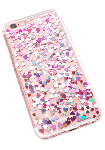 Heart Sequin Jelly iPhone Case