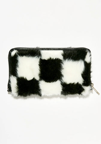 Double Check Faux Fur Wallet