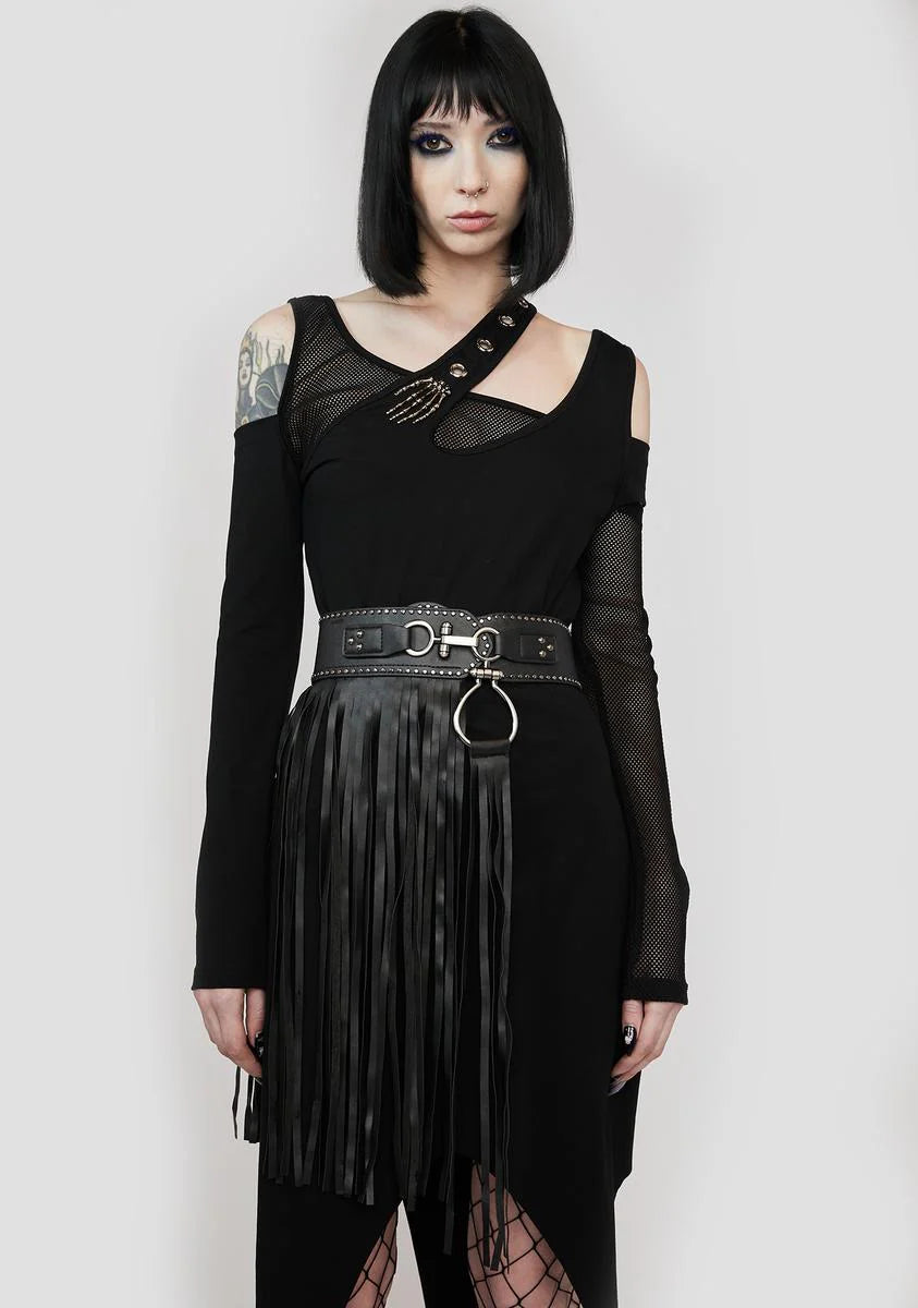 Vegan Leather Fringe Belt