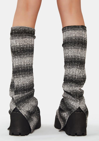 White Daily Striped Leg Warmers