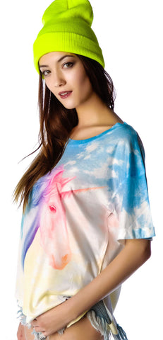 Wish Upon A Rainbow Unicorn Tee - Pink