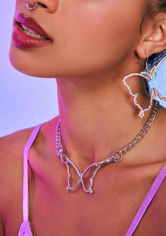 Into The Forest Butterfly Double Clip Chain Necklace