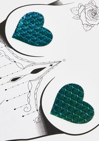 Space Mermaid 3D Holographic I Heart U Pasties