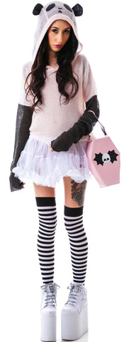 Panda Face Hooded Billy - Light Pink