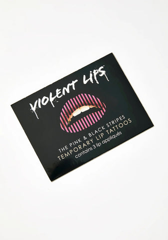 Hot Pink N' Black Stripes Lip Applique
