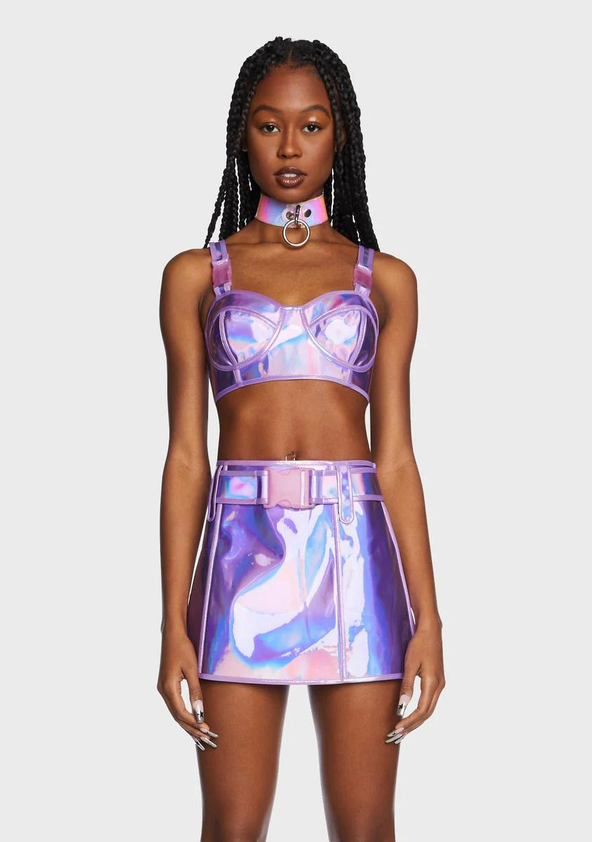 Lilac Dream Crusher Holographic Bra Top