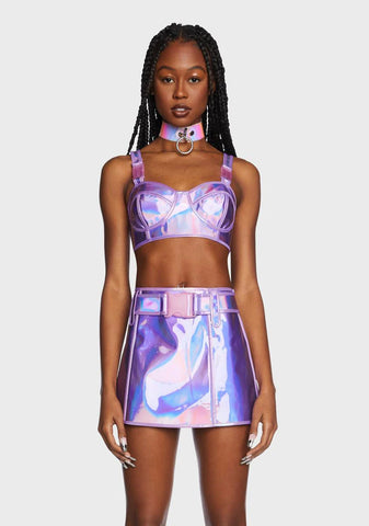 Lilac Dream Crusher Holographic Bra Top