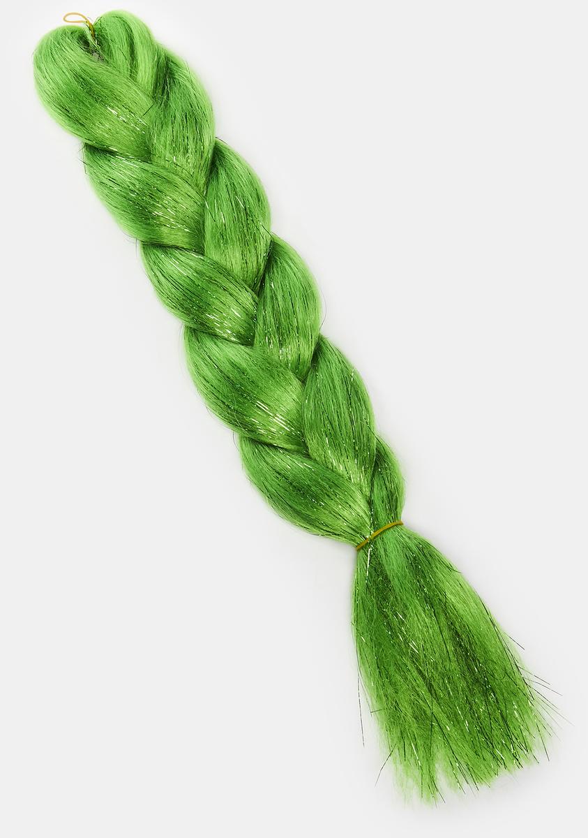 Neon Green Jumbo Braid With Tinsel