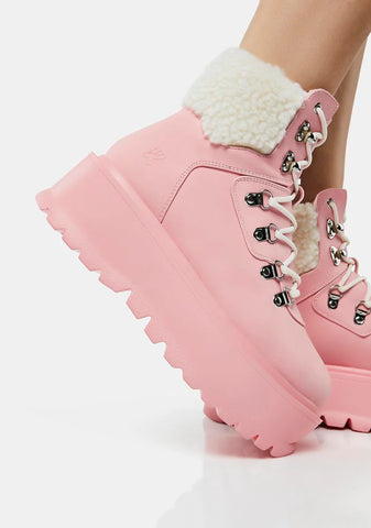 Pink Kaldor Platform Hiker Boots