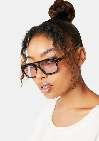 Royal Black Peach Aviator Sunglasses