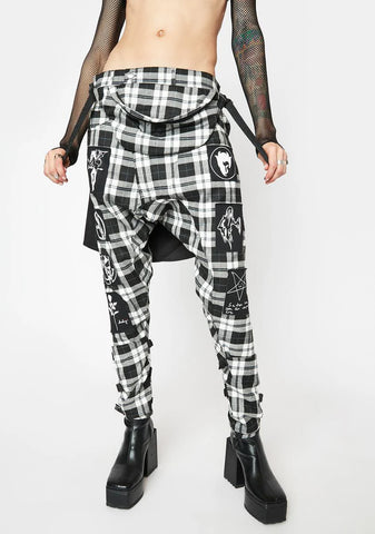 Dark Tartan Patch Clip Pants