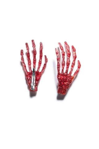 Skeleton Bone Hands Hair Slides