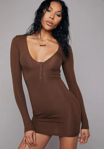 She Caught Me Ribbed Mini Dress