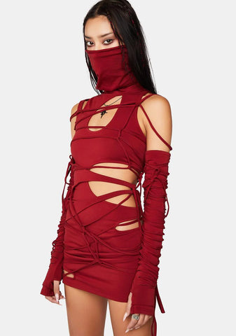 Modulation Oxblood Strappy Cut Out Dress