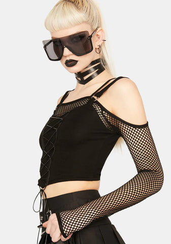 Fishnet Corset Crop Top