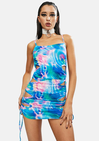 Ocean Breeze Lace-Up Bodycon Dress