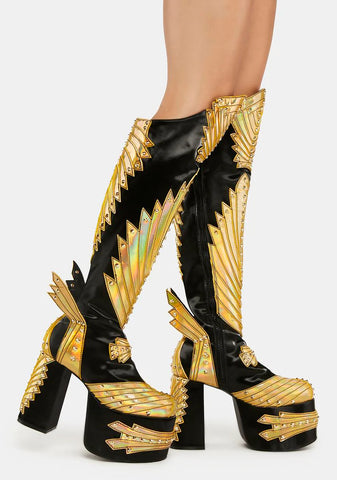 Wrath Of Goddess Knee High Boots