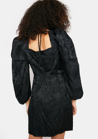 Black Brocade Mini Dress