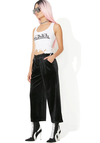 Sporty Velour Wide Leg Trousers