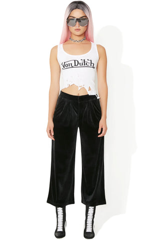 Sporty Velour Wide Leg Trousers