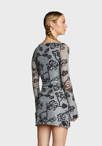 Sevila Mini Dress - Flower Grey