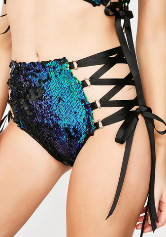 Merbae Technotopia Flip Sequin Shorts