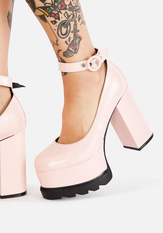 Hot Pink Evil Attraction Platform Mary Janes